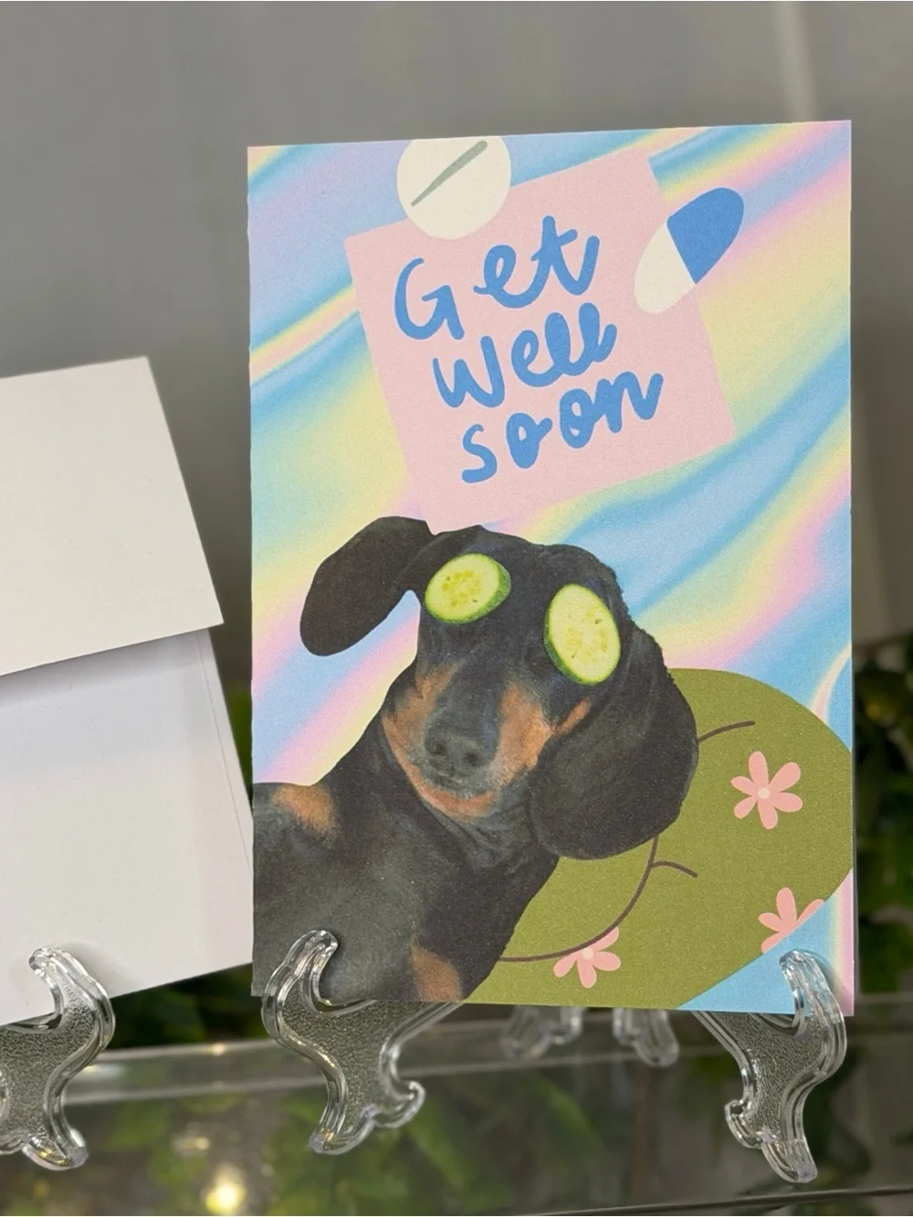 Cute Dachshund Get Well Soon Greeting Cards Set of 5 | 4x6 Blank Inside